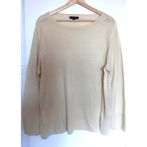 J.Crew Sweater Womens Small Linen Crewneck Lightweight Oversized Semi Sheer Thin - Picture 1 of 8